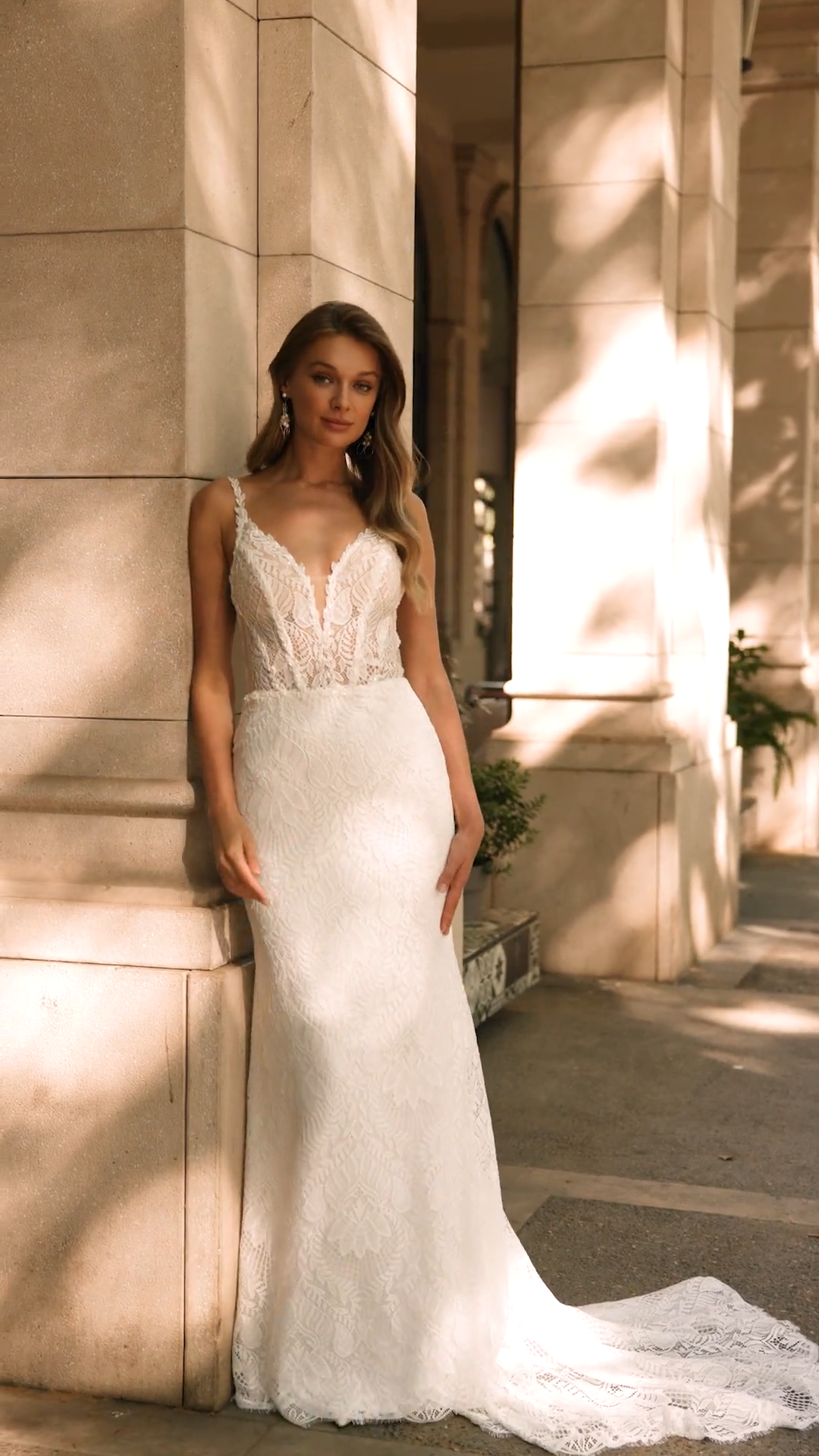 Style KAIA S2236 Sexy Cotton Lace Fabric Unlined Bodice Deep Sweetheart and V-Back Mermaid Gown