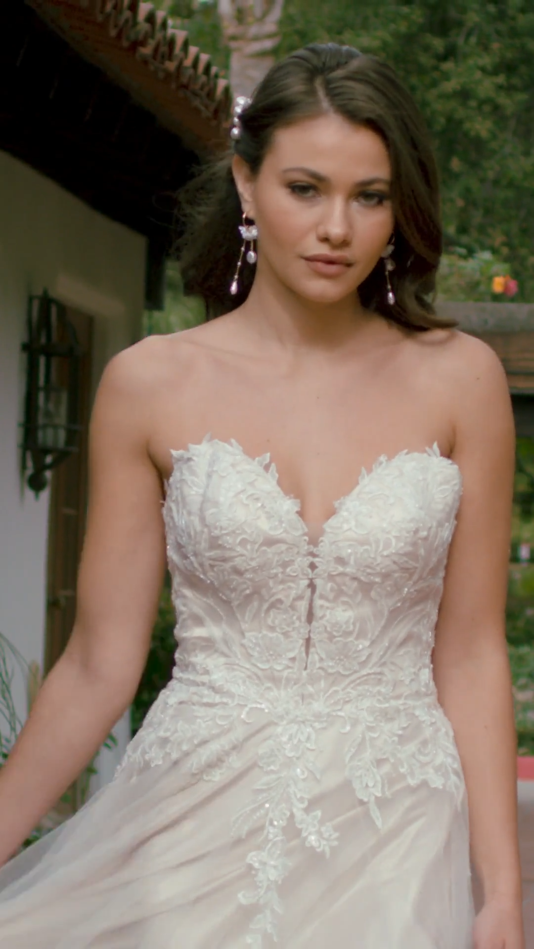 Simply Val Stefani S2194 Flowy Strapless Sparkle Floral Lace A-Line Bridal Gown With Narrow Illusion Plunge and Illusion Open Back Simply Val Stefani S2194 Flowy Strapless Sparkle Floral Lace A-Line Bridal Gown With Narrow Illusion Plunge and Illusion Open Back