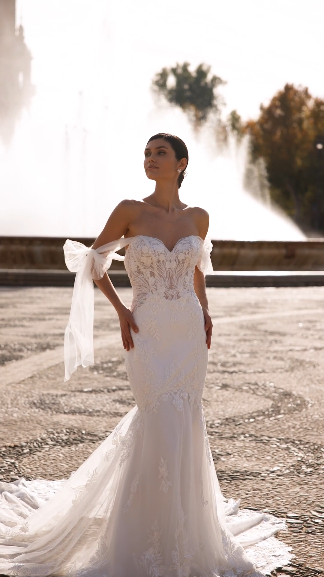 ValStefani ANTONIA Classic Unlined Sweetheart and Illusion Open Back Sparkly Fabrics Mermaid with Off-Shoulder Tie Bow