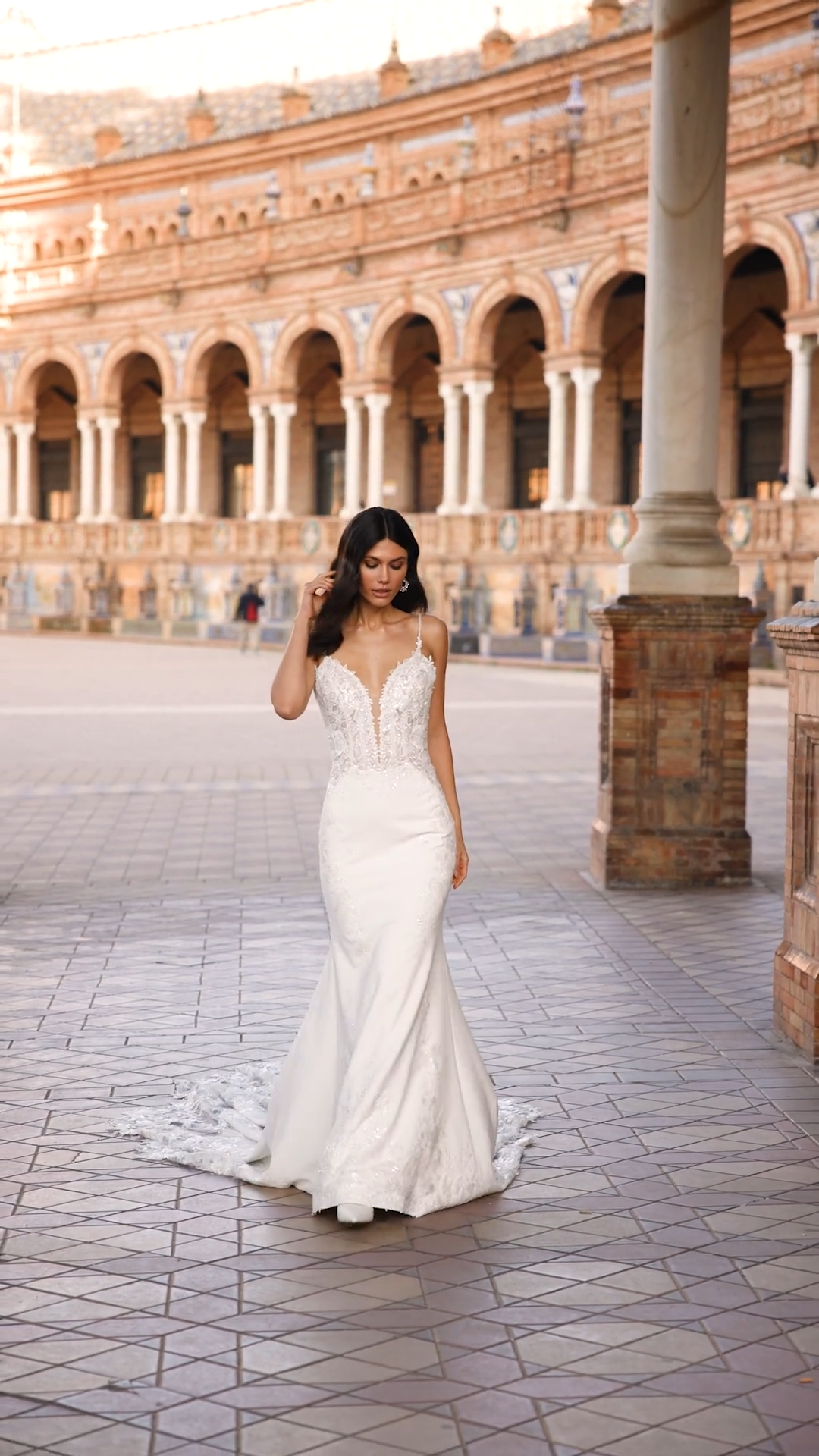 Sweetheart and Illusion Open Back with Beaded Straps Mermaid with Cutout Lace Train ValStefani CAROLINA