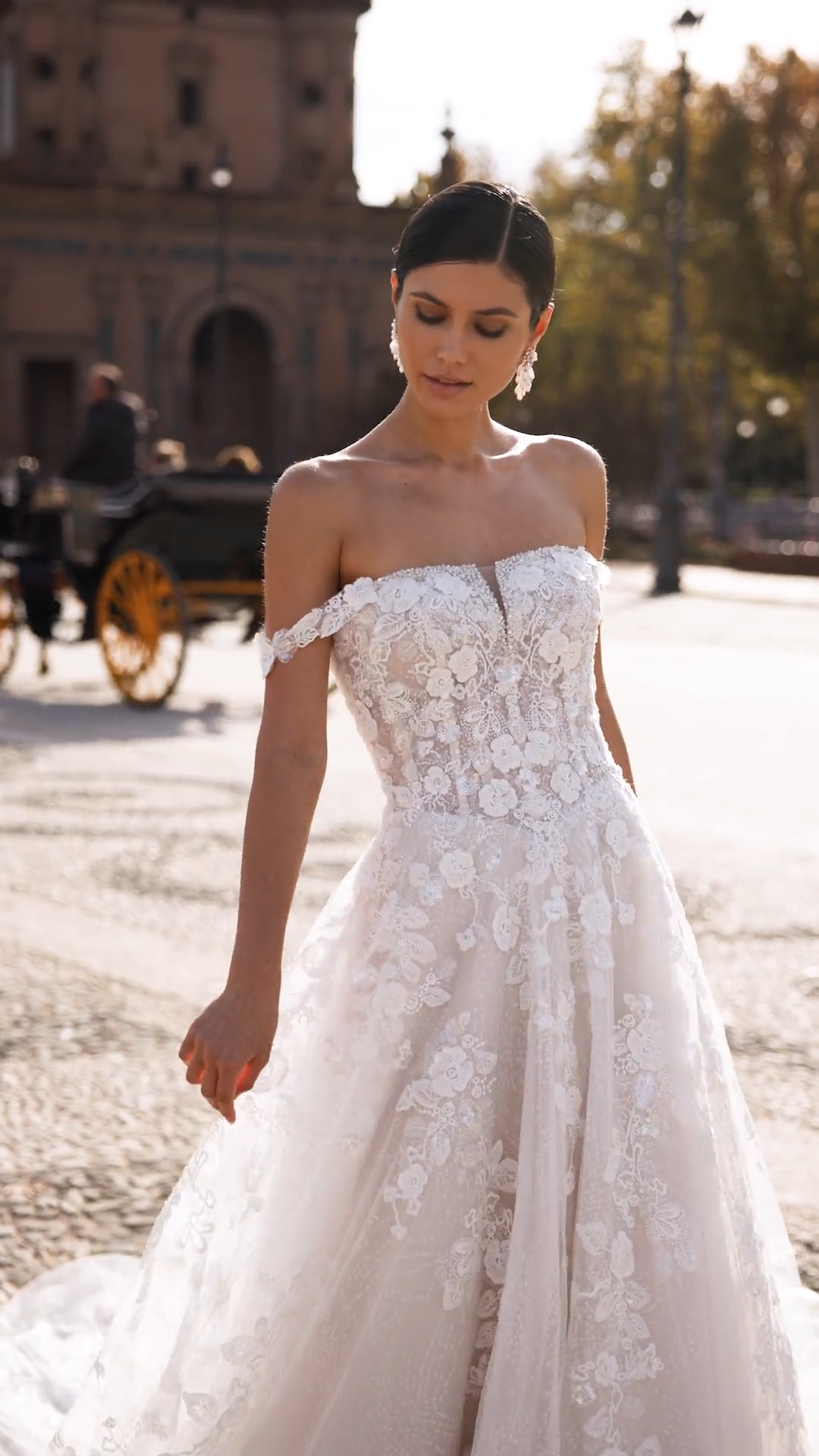 ValStefani MIA Sexy Unlined Off-Shoulder Straight Neckline and Illusion Scoop Back Lace and Galaxy Net Full A-Line