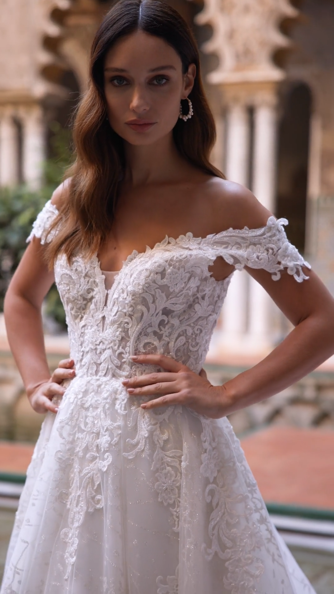 ValStefani TATIANA Princess Inspired Beaded Lace Appliques and Ivy Glitter Net Ball Gown