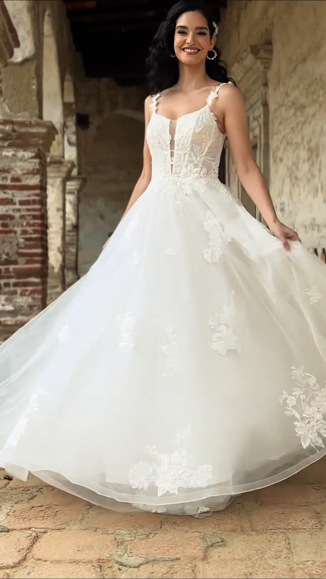 Video of Style BAROQUE Scoop Neck and Illusion V-Back A-Line with Pleated Bodice Video of Style BAROQUE Scoop Neck and Illusion V-Back A-Line with Pleated Bodice