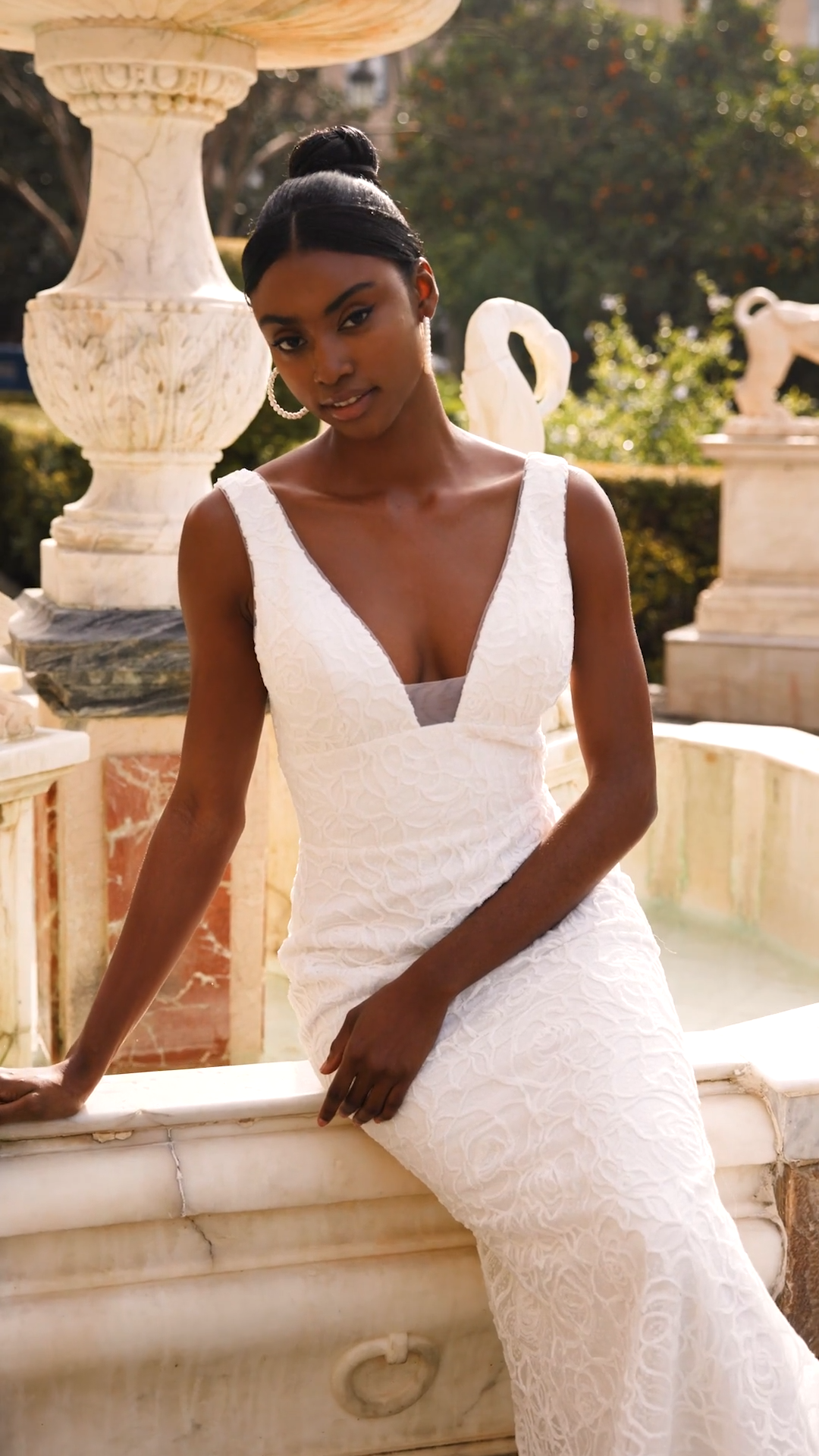 Style MARTA Chic Deep V-Neck and Deep Square Back Velvet Brocade Sequins Mermaid with Detachable Crepe Bow Train Style MARTA Chic Deep V-Neck and Deep Square Back Velvet Brocade Sequins Mermaid with Detachable Crepe Bow Train