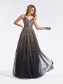 Glitter tulle gold and black full A-line formal evening cocktail dress with box pleats Glitter tulle gold and black full A-line formal evening cocktail dress with box pleats