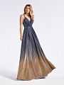 Gold and blue sparkling formal full A-line prom gown with pockets at side skirt and box pleats Gold and blue sparkling formal full A-line prom gown with pockets at side skirt and box pleats