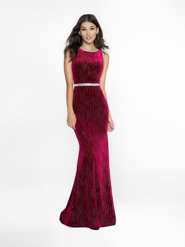 ValStefani 3757RE wine mermaid prom dress with bateau neck neckline