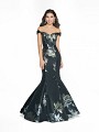 ValStefani 3774RB black and silver print satin formal dress ValStefani 3774RB black and silver print satin formal dress