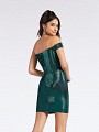 Sparkling short sheath emerald dress with open back and natural waistline Sparkling short sheath emerald dress with open back and natural waistline