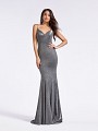 Floor length formal silver mermaid gown with soft sweetheart neckline and thin straps Floor length formal silver mermaid gown with soft sweetheart neckline and thin straps