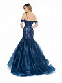 ValStefani 3795RB navy and nude prom dress with petal skirt and open back with straps ValStefani 3795RB navy and nude prom dress with petal skirt and open back with straps