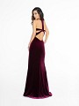 ValStefani 3702RG figure hugging wine prom dress with racer back and kick train