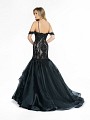 ValStefani 3795RB black and nude organza and chantilly lace fabric dress with kick train and horsehair trim hem ValStefani 3795RB black and nude organza and chantilly lace fabric dress with kick train and horsehair trim hem