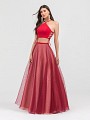 ValStefani 3414RY cranberry and nude halter neck two piece formal dress ValStefani 3414RY cranberry and nude halter neck two piece formal dress