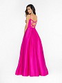 Style 3721RA satin floor length fuchsia gown with natural waistline