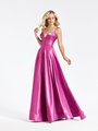 Val Stefani 3924RY shiny satin vibrant magenta A-line formal gown with plunging sweetheart neckline with thin straps Val Stefani 3924RY shiny satin vibrant magenta A-line formal gown with plunging sweetheart neckline with thin straps