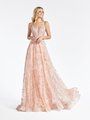 Val Stefani 3943RG unlined bodice glitter tulle rose gold A-line prom dress with sweetheart with illusion inset neckline Val Stefani 3943RG unlined bodice glitter tulle rose gold A-line prom dress with sweetheart with illusion inset neckline