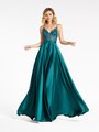 Val Stefani 3958RD thin straps unlined sweetheart bodice with sparkly beading and soft satin A-line prom dress in emerald Val Stefani 3958RD thin straps unlined sweetheart bodice with sparkly beading and soft satin A-line prom dress in emerald