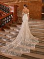 Val Stefani Bridal D8272 Sparkly Low V-Shaped Open Back Beaded Bridal Gown With See-Through Mixed Floral Lace Cathedral Train Val Stefani Bridal D8272 Sparkly Low V-Shaped Open Back Beaded Bridal Gown With See-Through Mixed Floral Lace Cathedral Train
