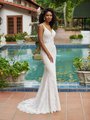 Simply Val Stefani S2195 Geometric Lace Mermaid Wedding Dress With Sheer Bodice and Lace Straps Simply Val Stefani S2195 Geometric Lace Mermaid Wedding Dress With Sheer Bodice and Lace Straps