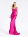 Val Stefani 3903RY sleek sleeveless formal gown in magenta with surplice sweetheart neckline
