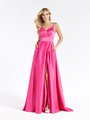 ValStefani 3910RA fun fuchsia satin formal gown with sweetheart neckline and wrap skirt