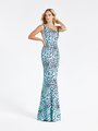 Val Stefani 3928RY aqua and black one shoulder stretch embroidered sequin sheath prom dress Val Stefani 3928RY aqua and black one shoulder stretch embroidered sequin sheath prom dress