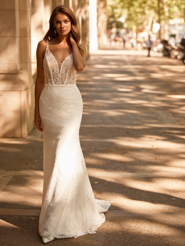 Style KAIA S2236 Unlined Deep Sweetheart with Illusion Inset and Lace Straps Cotton Lace Mermaid 