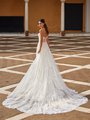 ValStefani RAMONA Eye-Catching Open Illusion Back Crepe and Beaded Lace Appliques Mermaid Gown with Detachable Train