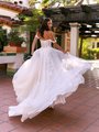 Style CARTER See-through open back tulle and chantilly lace fabric with lace appliques A-line wedding gown