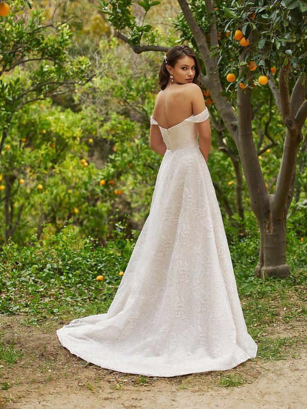 Simply Val Stefani S2198 Whimsical Embroidered Floral A-Line Wedding Dress With Open Back And Buttons Along Zipper