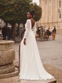 Style ROSALIA Deep V-Back Chiffon A-Line with Sweep Train and Chiffon Tie Back Boho Wedding Dress