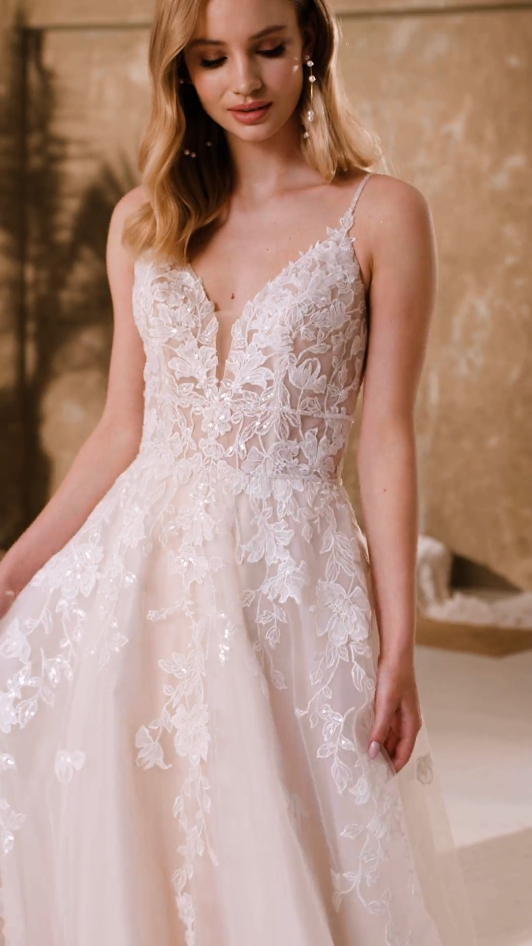 Style BRIAR Beautiful Deep V-Neck and Deep Illusion V-Back Lace Appliques and Tulle A-Line Style BRIAR Beautiful Deep V-Neck and Deep Illusion V-Back Lace Appliques and Tulle A-Line