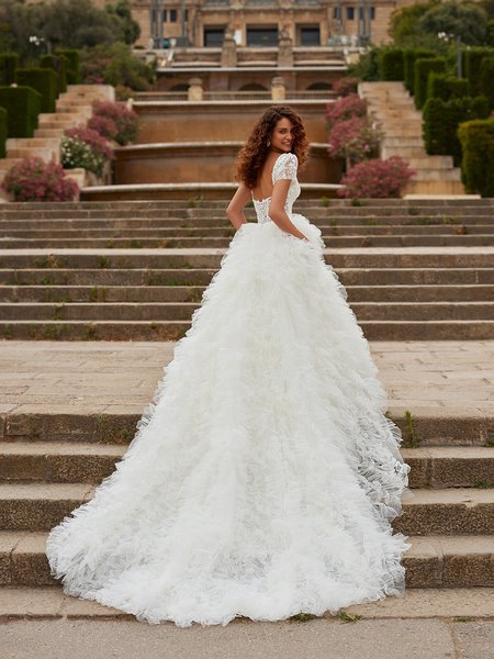 ValStefani LOLA Open Illusion Back Mermaid in Stardust Tulle and Sparkly Appliques with Optional Semi-Cathedral Train