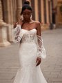 Style GLORIA Beaded Trim Strapless Sweetheart Figure-Hugging Mermaid with Off-Shoulder Long Bishop Sleeves
