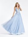 Val Stefani 3942RG beaded deep V-neck with illusion inset and beaded belt tulle A-line dress in light blue Val Stefani 3942RG beaded deep V-neck with illusion inset and beaded belt tulle A-line dress in light blue