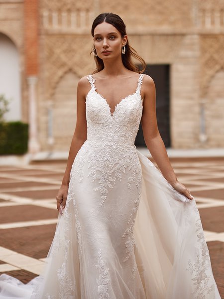 ValStefani PAULINA Lace Straps Deep Sweetheart Drop Waist Mermaid with Illusion Inset at Side Bodice