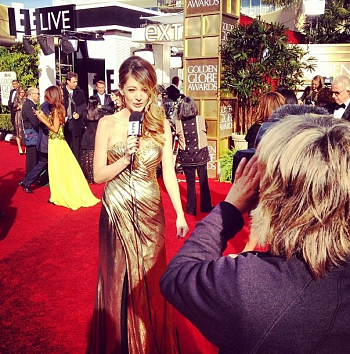 Patricia Zavala in custom Val Stefani at the 2013 Golden Globes